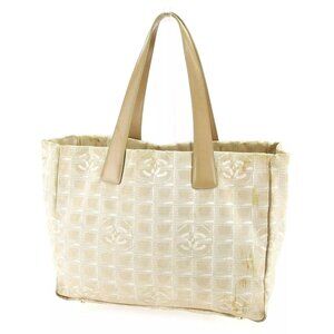 Chanel Tote bag New travel line Beige Gold Woman unisex Authentic Used